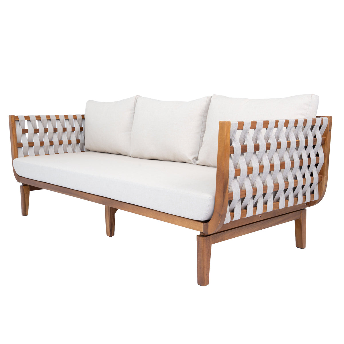 4 Pcs Outdoor Patio Furniture Set with Teak Finish Frame - Acacia Wood