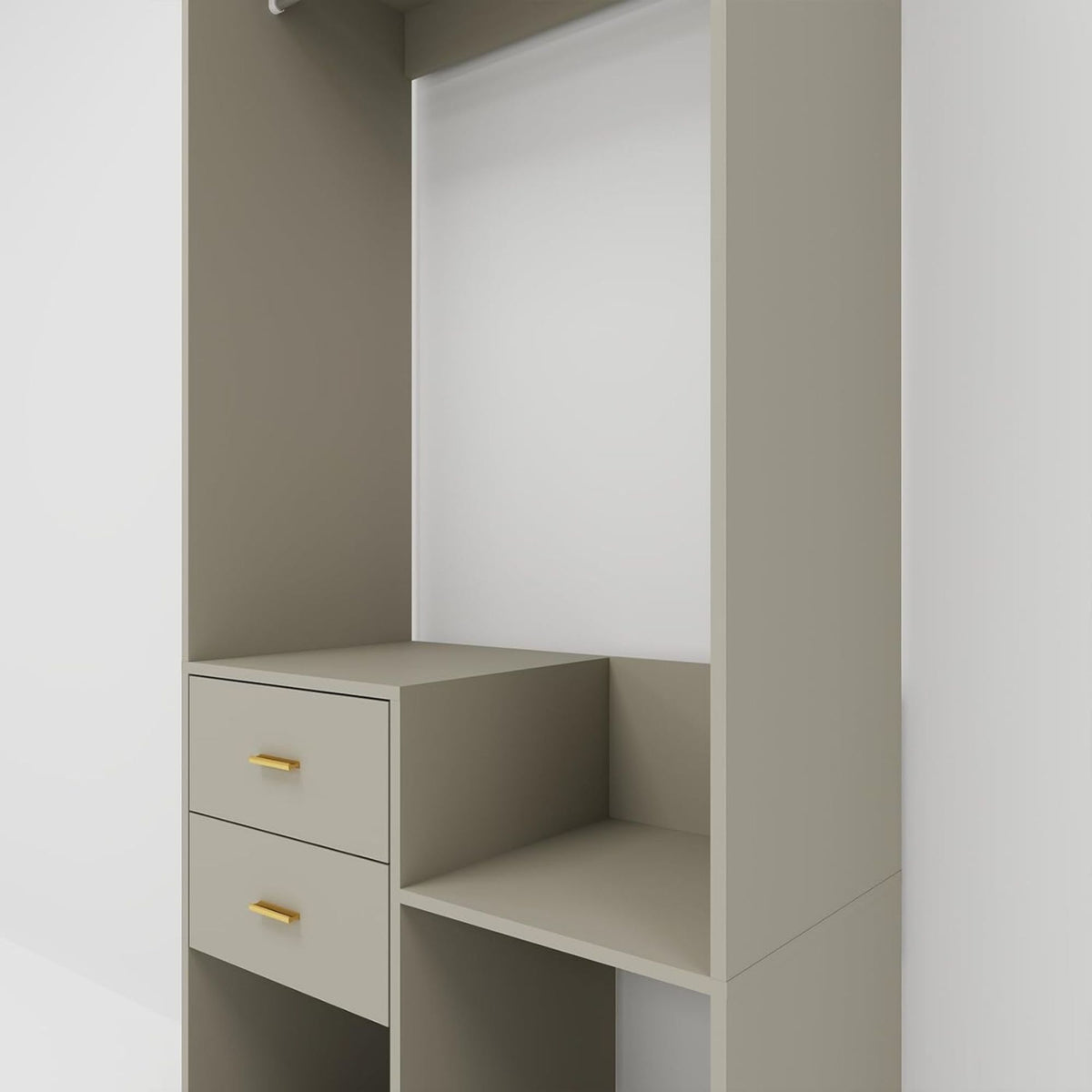 Closet Organizer System, Closet System with Drawers, Clothes Organizer with Closet Shelves Wall Mounted, Grey Wardrobe Closet with Clothing Racks for Hanging Clothes(32"W x 16"D x 71"H)