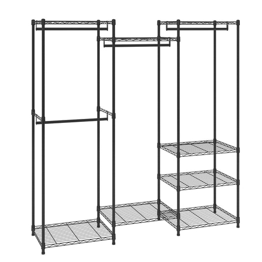 Heavy Duty Clothes Rack, Rolling Clothing Garment Rack with 4 Hang Rods & 8 Storage Tiers, Adjustable Custom Closet Rack, Freestanding Wardrobe for Hanging Clothes, 800 lbs Load Capacity