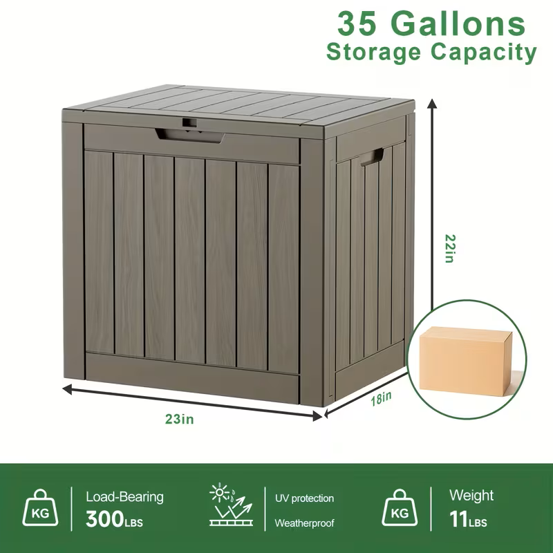 75 Gallon Heavy-Duty Outdoor Deck Box – Waterproof Patio Storage Box with Hinged Lid, Lockable & Easy Assembly