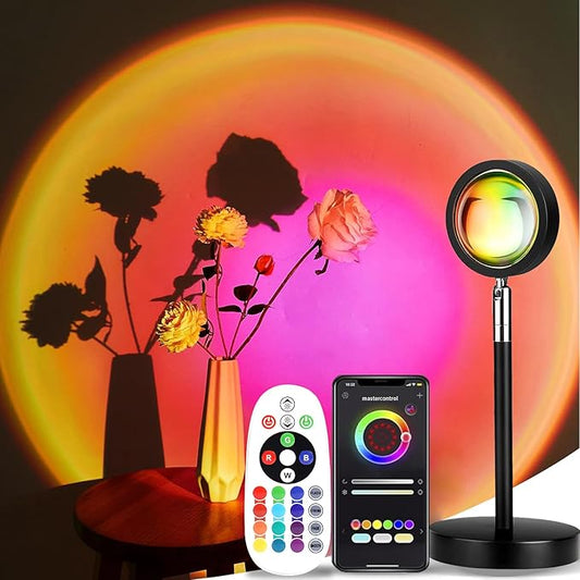 Sunset Lamp with APP & Remote Control,16 Colors Night Light 180° Rotation Rainbow 4 Modes Setting for Photography/Selfie/Party/Home/Living Room/Bedroom Decor, Gifts Women