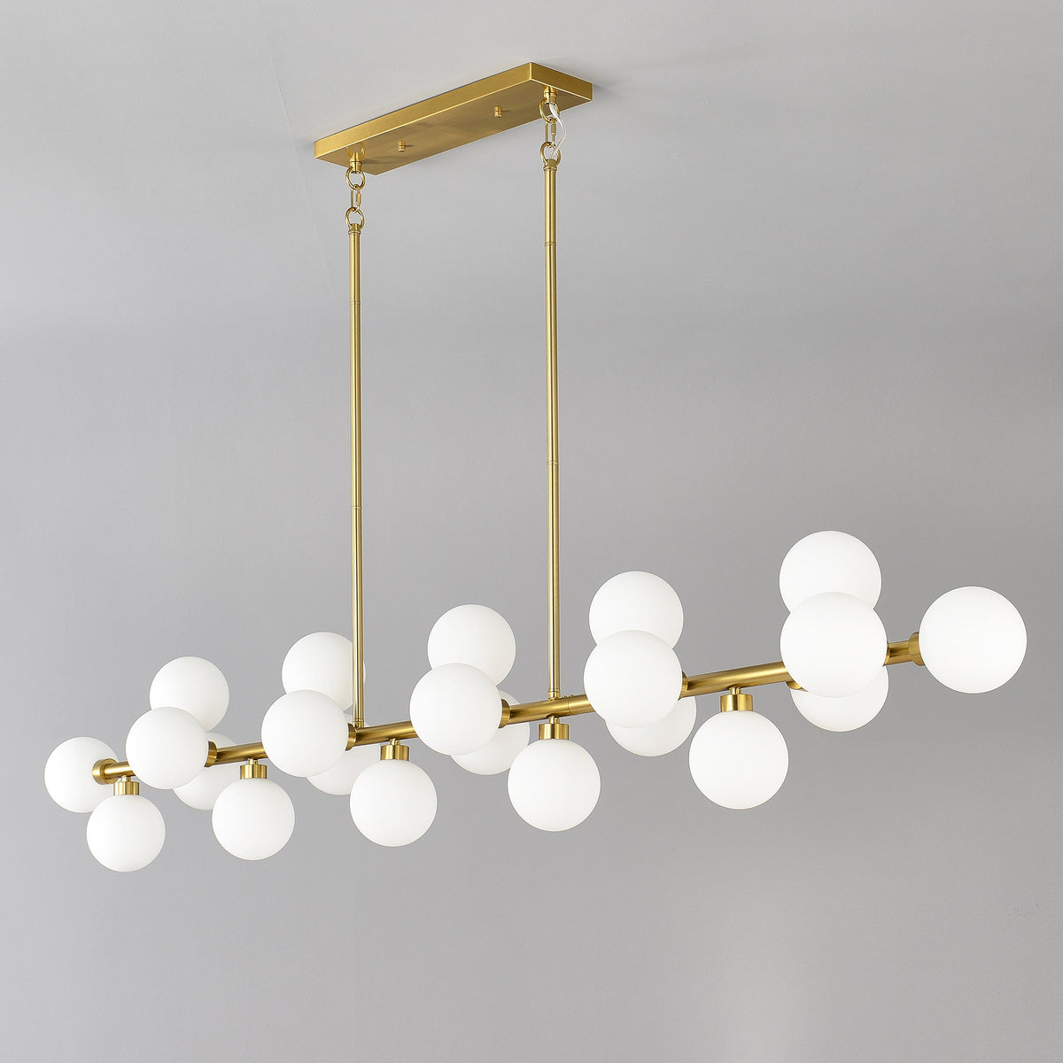75.6'' Large Pendant Lamp with Opal Glass Shade - Modern Gold Living Room Lighting