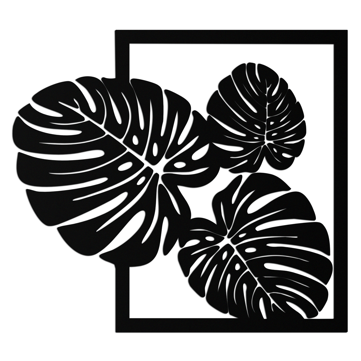 Monstera Leaf Metal Wall Art – Modern Tropical Black Wall Decor for Living Room- KAF552