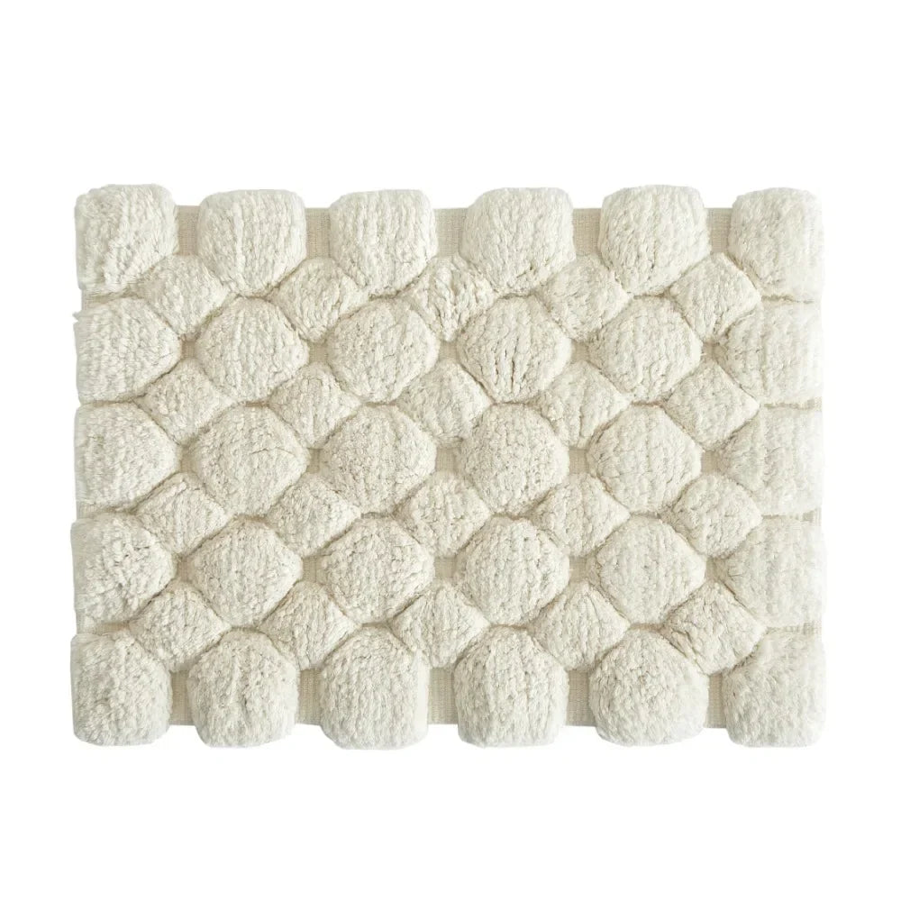Ivory 2-Piece Cotton Bath Rug Set – 40x60cm&50x80cm Machine Washable Mats for Bathroom, Tub & Shower