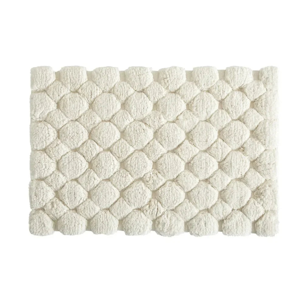 Ivory 2-Piece Cotton Bath Rug Set – 40x60cm&50x80cm Machine Washable Mats for Bathroom, Tub & Shower