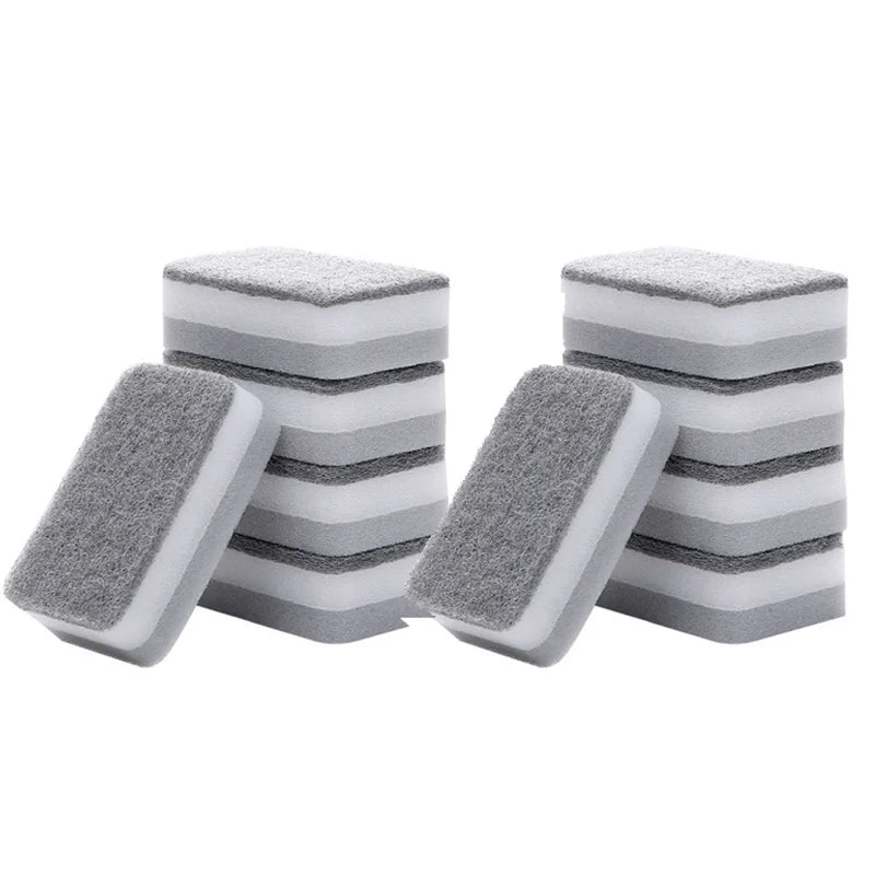 5/30PCS Home Double-sided Sponge Wipe Gray Dirt-resistant Scouring Pad Kitchen Stain Sponge Wipe Professional Cleaning Supplies