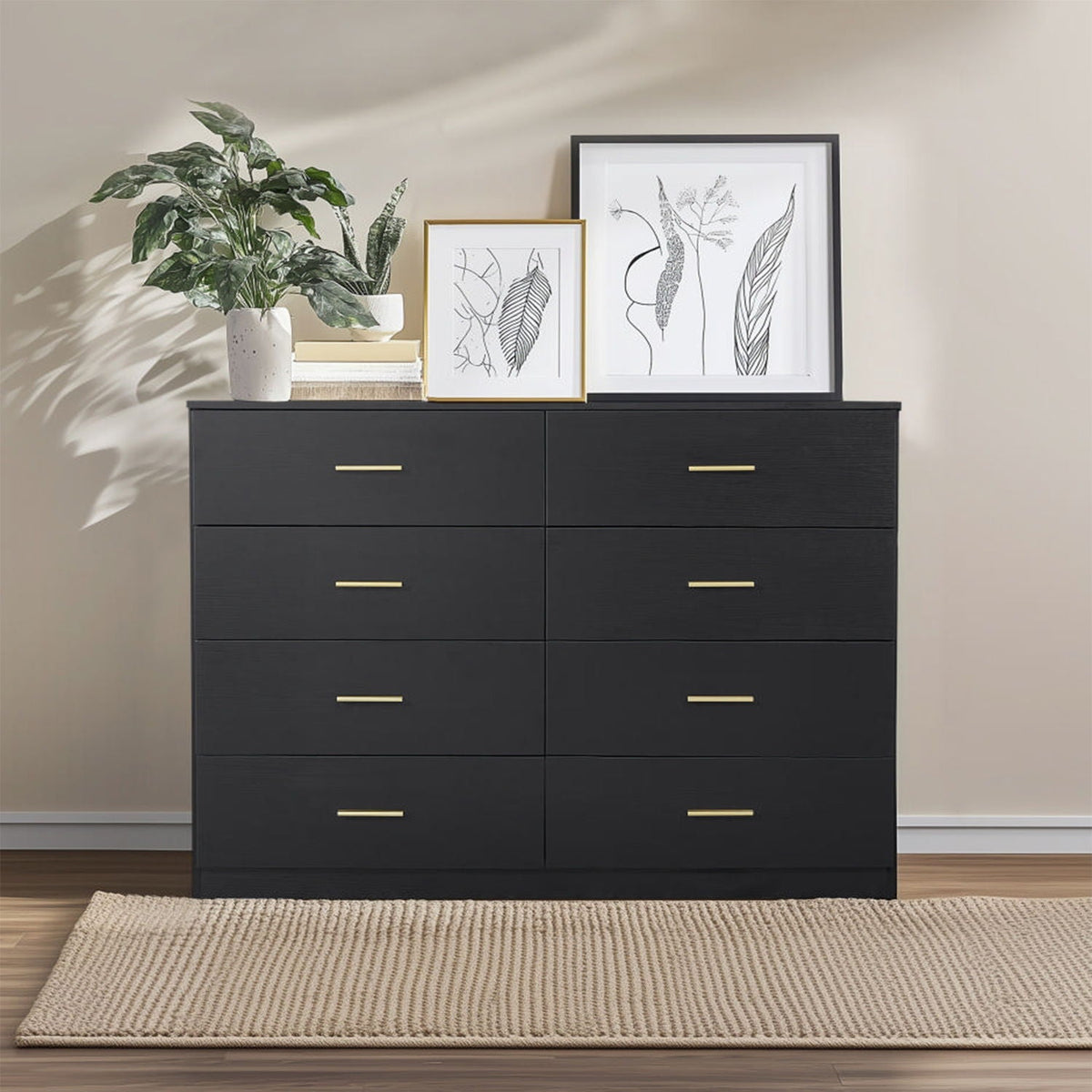 Modern Drawer Dresser For Bedroom, Ample Storage Wide Chest Of Drawers