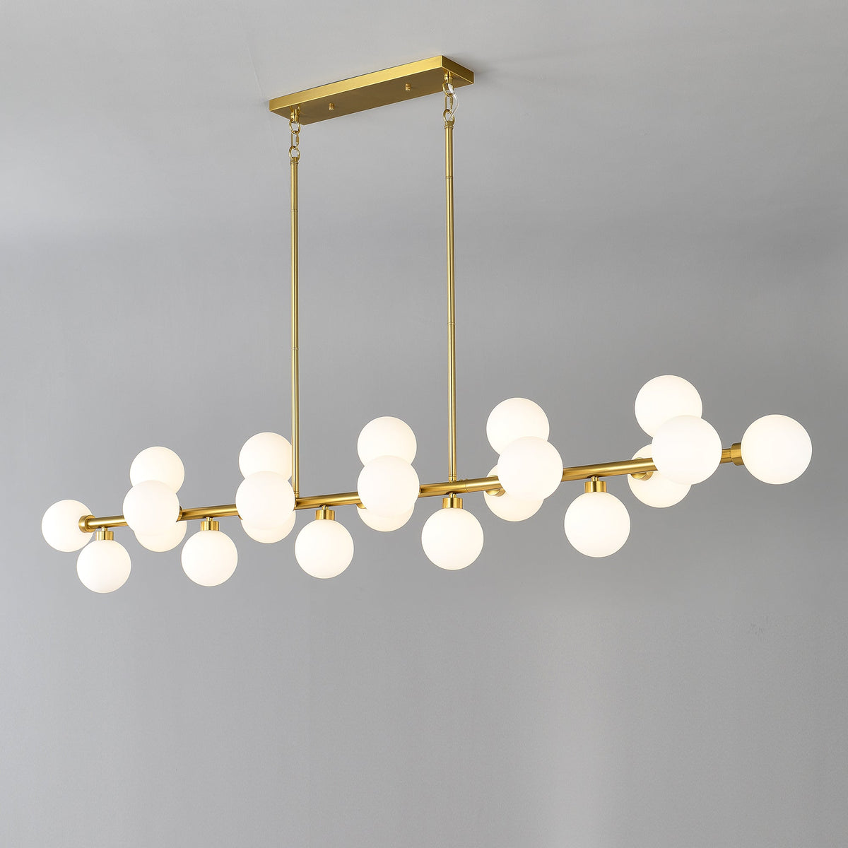 75.6'' Large Pendant Lamp with Opal Glass Shade - Modern Gold Living Room Lighting