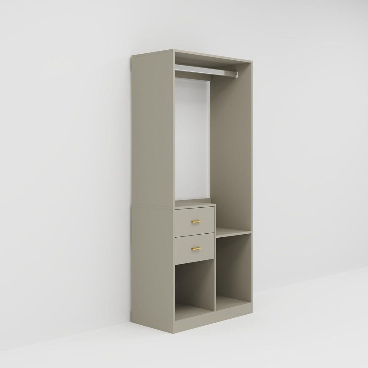 Closet Organizer System, Closet System with Drawers, Clothes Organizer with Closet Shelves Wall Mounted, Grey Wardrobe Closet with Clothing Racks for Hanging Clothes(32"W x 16"D x 71"H)