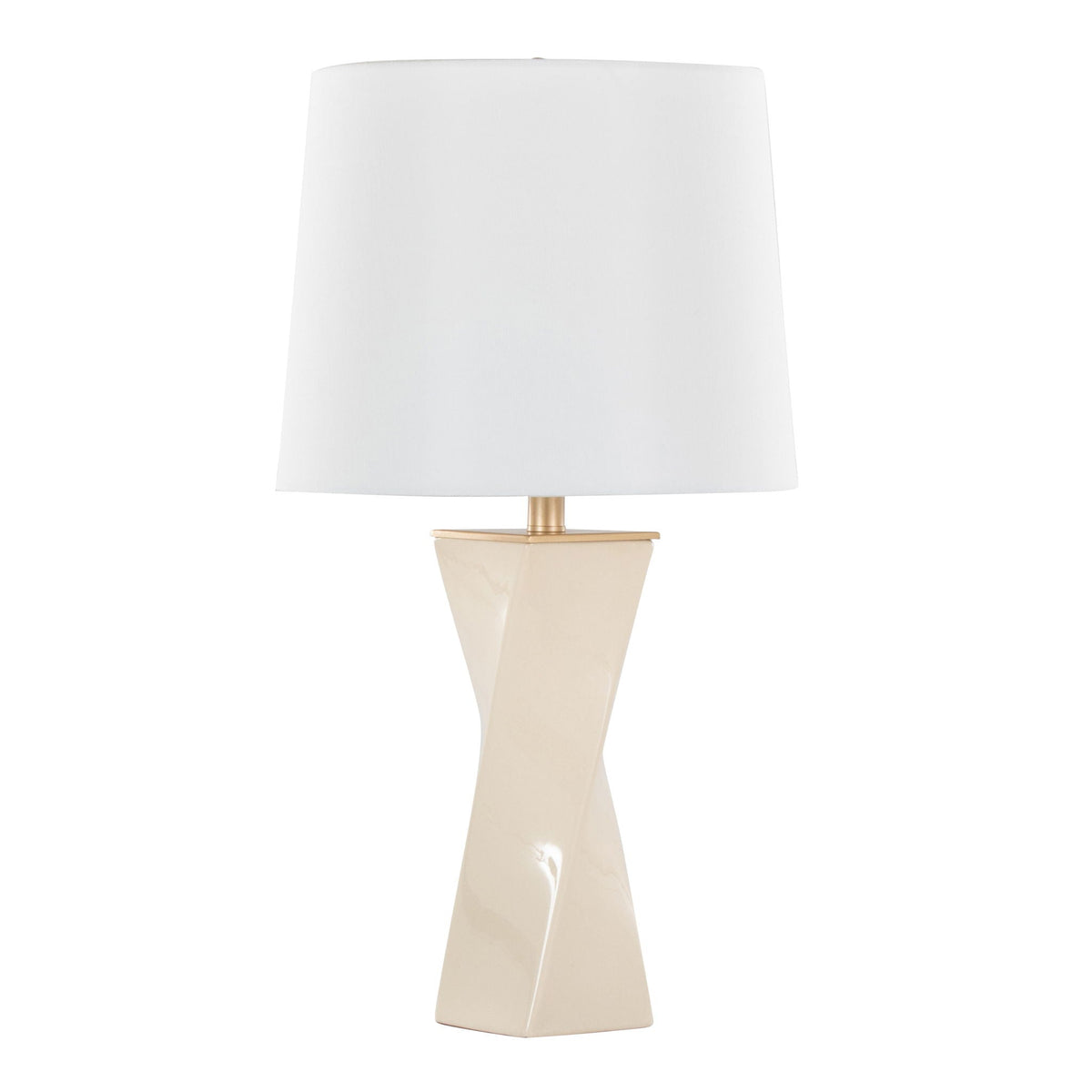 Curvo Square Contemporary Table Lamp with Twisted Ceramic Base - Green or Beige